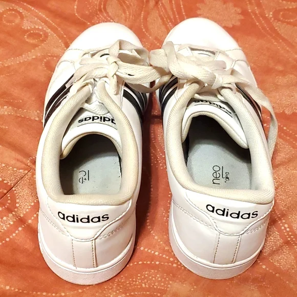 Adidas Neo Cloudfoam Shoes Women's 9 White with Black Stripes - Picture 4 of 5